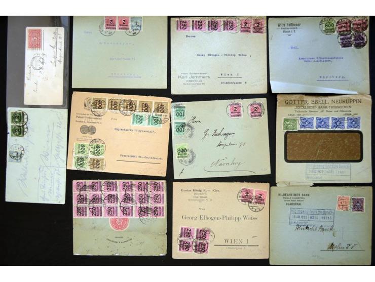 1920/1923, sehr umfangreicher Posten mit geschätzt 1000-1500 Briefen, Karten und Ganzsachen inkl. Dienstmarken-Frankaturen, d