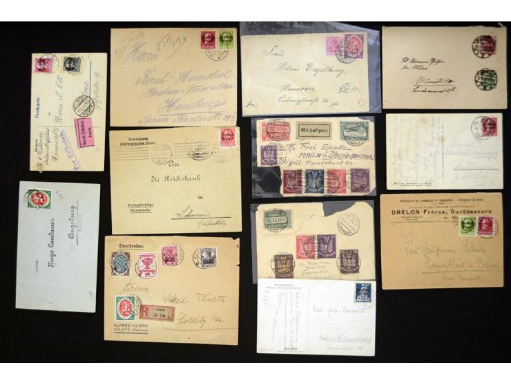 1920/1923, sehr umfangreicher Posten mit geschätzt 1000-1500 Briefen, Karten und Ganzsachen inkl. Dienstmarken-Frankaturen, d