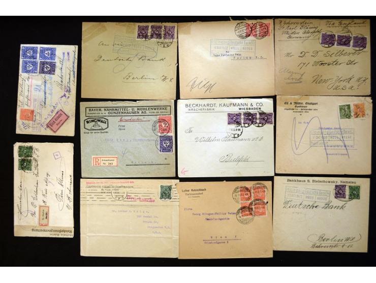 1920/1923, sehr umfangreicher Posten mit geschätzt 1000-1500 Briefen, Karten und Ganzsachen inkl. Dienstmarken-Frankaturen, d