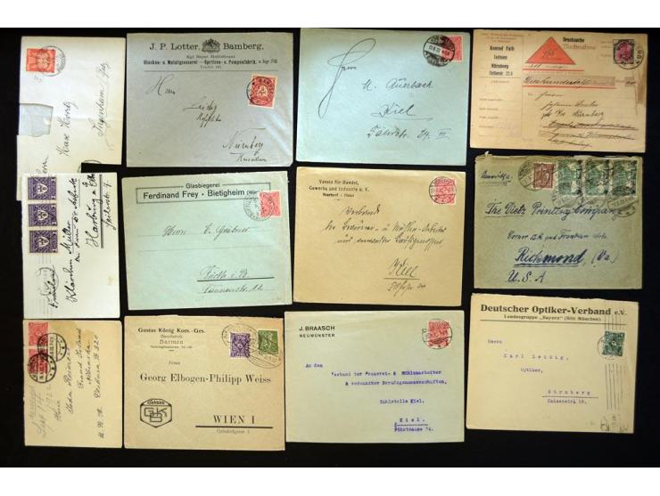 1920/1923, sehr umfangreicher Posten mit geschätzt 1000-1500 Briefen, Karten und Ganzsachen inkl. Dienstmarken-Frankaturen, d