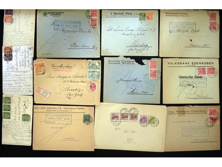 1920/1923, sehr umfangreicher Posten mit geschätzt 1000-1500 Briefen, Karten und Ganzsachen inkl. Dienstmarken-Frankaturen, d