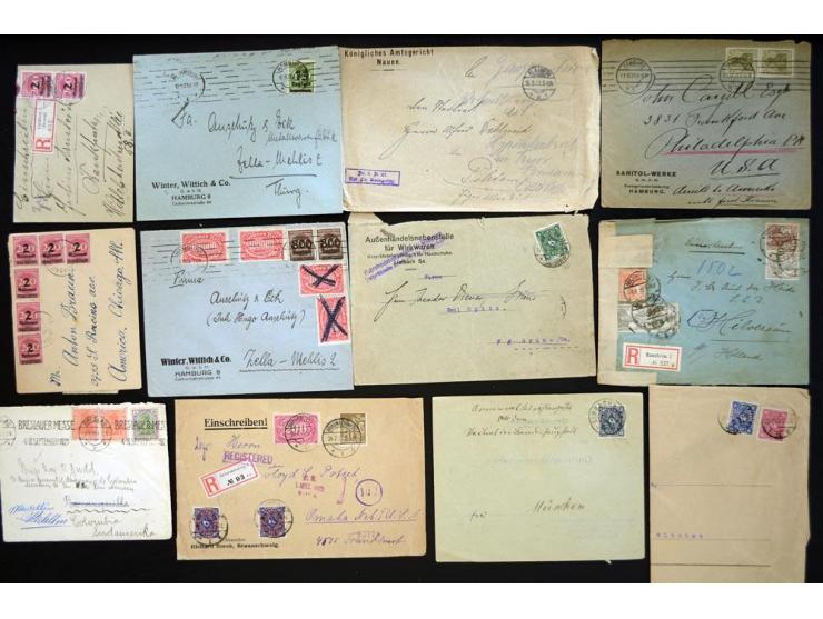 1920/1923, sehr umfangreicher Posten mit geschätzt 1000-1500 Briefen, Karten und Ganzsachen inkl. Dienstmarken-Frankaturen, d