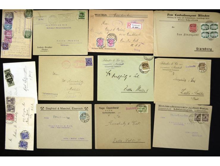 1920/1923, sehr umfangreicher Posten mit geschätzt 1000-1500 Briefen, Karten und Ganzsachen inkl. Dienstmarken-Frankaturen, d