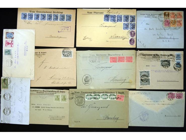 1920/1923, sehr umfangreicher Posten mit geschätzt 1000-1500 Briefen, Karten und Ganzsachen inkl. Dienstmarken-Frankaturen, d