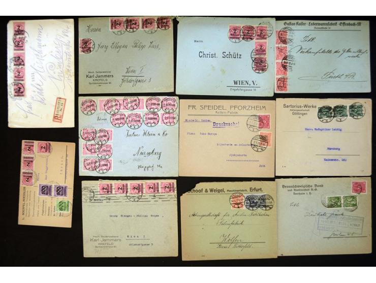 1920/1923, sehr umfangreicher Posten mit geschätzt 1000-1500 Briefen, Karten und Ganzsachen inkl. Dienstmarken-Frankaturen, d