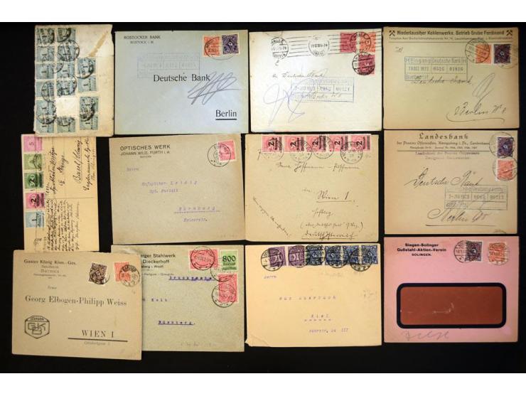 1920/1923, sehr umfangreicher Posten mit geschätzt 1000-1500 Briefen, Karten und Ganzsachen inkl. Dienstmarken-Frankaturen, d