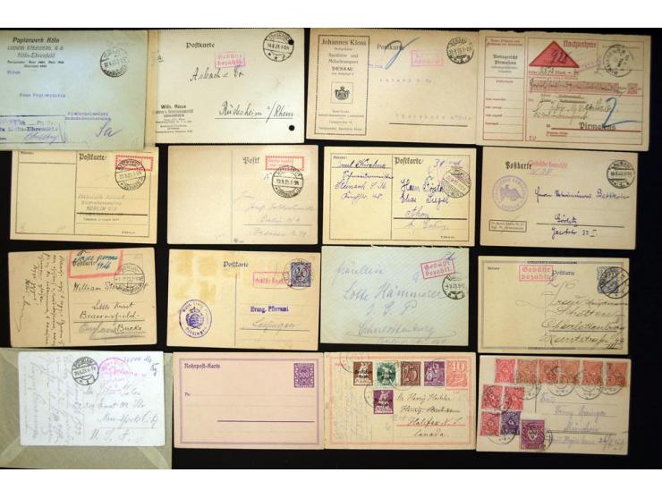 1920/1923, sehr umfangreicher Posten mit geschätzt 1000-1500 Briefen, Karten und Ganzsachen inkl. Dienstmarken-Frankaturen, d