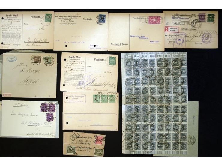 1920/1923, sehr umfangreicher Posten mit geschätzt 1000-1500 Briefen, Karten und Ganzsachen inkl. Dienstmarken-Frankaturen, d