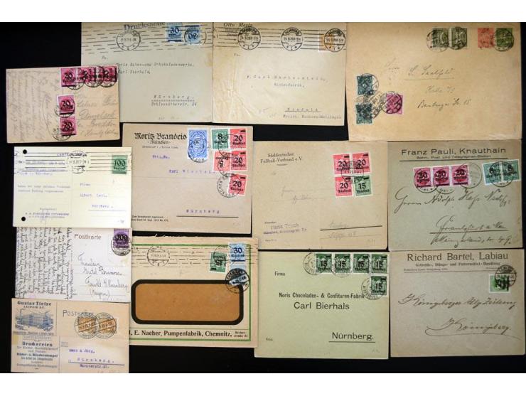 1920/1923, sehr umfangreicher Posten mit geschätzt 1000-1500 Briefen, Karten und Ganzsachen inkl. Dienstmarken-Frankaturen, d