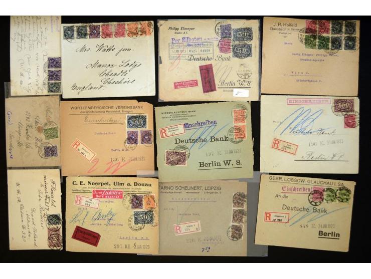 1920/1923, sehr umfangreicher Posten mit geschätzt 1000-1500 Briefen, Karten und Ganzsachen inkl. Dienstmarken-Frankaturen, d