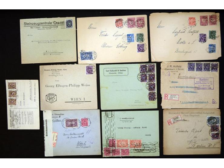 1920/1923, sehr umfangreicher Posten mit geschätzt 1000-1500 Briefen, Karten und Ganzsachen inkl. Dienstmarken-Frankaturen, d