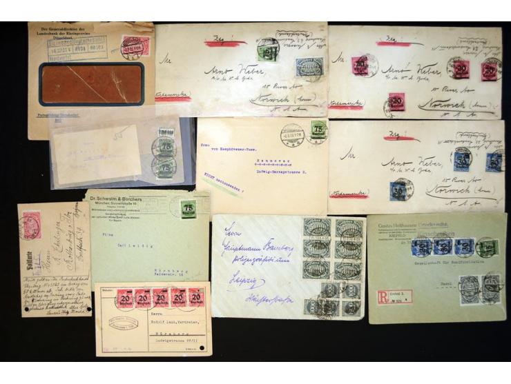 1920/1923, sehr umfangreicher Posten mit geschätzt 1000-1500 Briefen, Karten und Ganzsachen inkl. Dienstmarken-Frankaturen, d