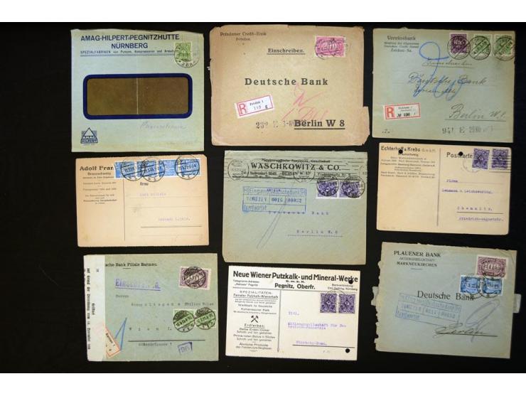 1920/1923, sehr umfangreicher Posten mit geschätzt 1000-1500 Briefen, Karten und Ganzsachen inkl. Dienstmarken-Frankaturen, d