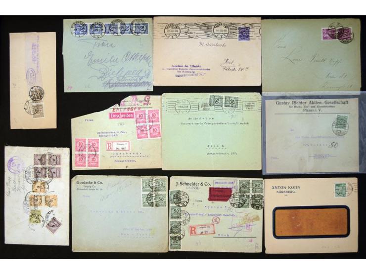 1920/1923, sehr umfangreicher Posten mit geschätzt 1000-1500 Briefen, Karten und Ganzsachen inkl. Dienstmarken-Frankaturen, d