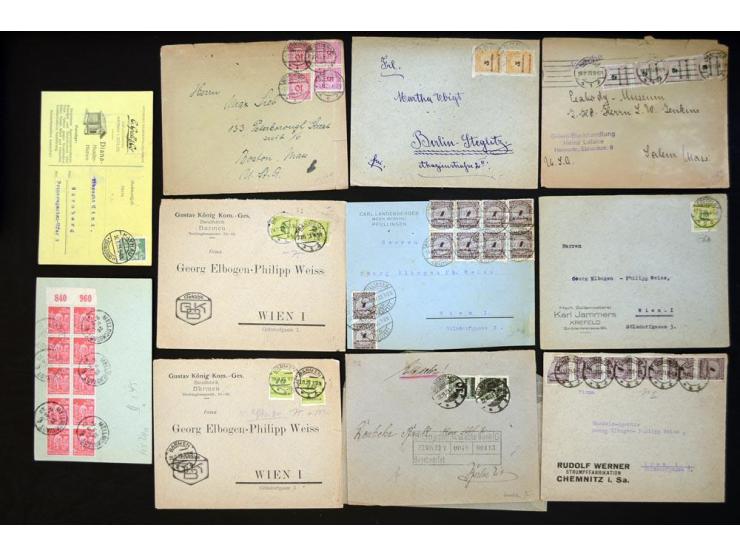 1920/1923, sehr umfangreicher Posten mit geschätzt 1000-1500 Briefen, Karten und Ganzsachen inkl. Dienstmarken-Frankaturen, d