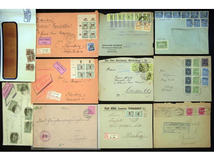 1920/1923, sehr umfangreicher Posten mit geschätzt 1000-1500 Briefen, Karten und Ganzsachen inkl. Dienstmarken-Frankaturen, d
