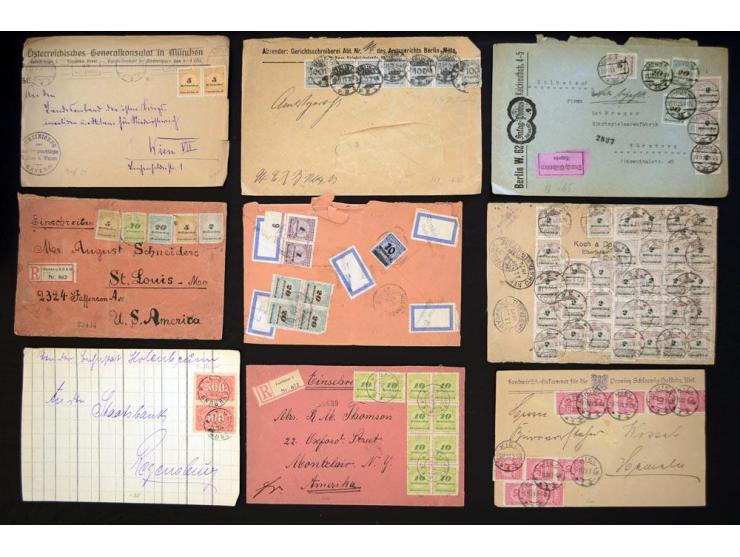 1920/1923, sehr umfangreicher Posten mit geschätzt 1000-1500 Briefen, Karten und Ganzsachen inkl. Dienstmarken-Frankaturen, d