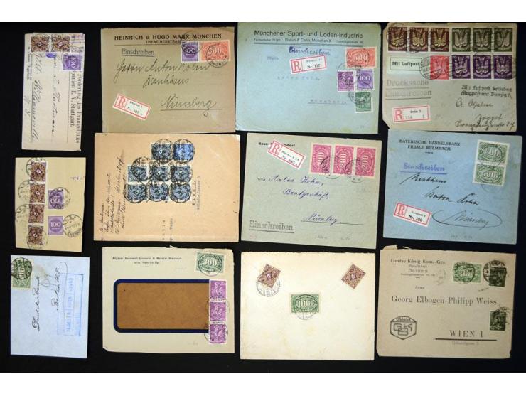 1920/1923, sehr umfangreicher Posten mit geschätzt 1000-1500 Briefen, Karten und Ganzsachen inkl. Dienstmarken-Frankaturen, d
