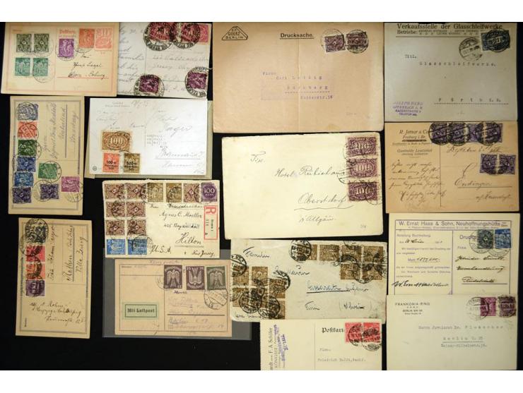 1920/1923, sehr umfangreicher Posten mit geschätzt 1000-1500 Briefen, Karten und Ganzsachen inkl. Dienstmarken-Frankaturen, d