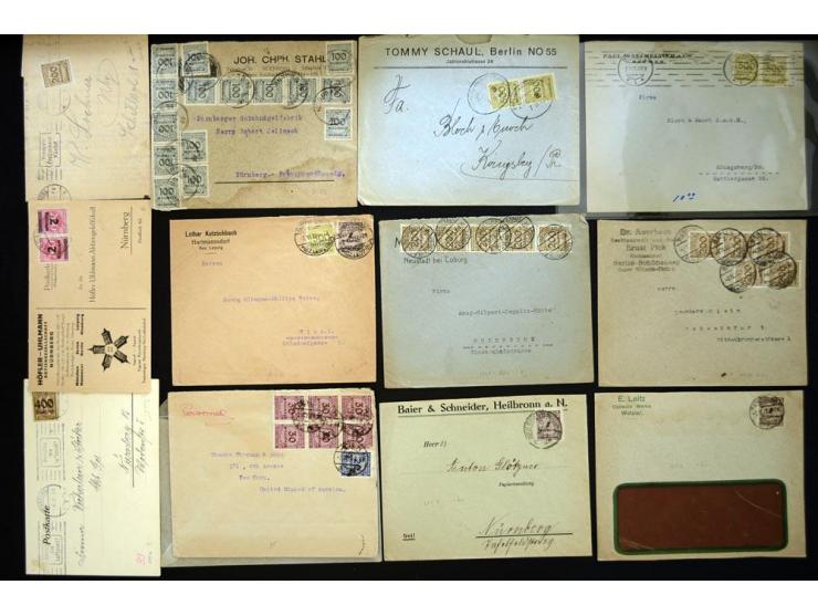 1920/1923, sehr umfangreicher Posten mit geschätzt 1000-1500 Briefen, Karten und Ganzsachen inkl. Dienstmarken-Frankaturen, d