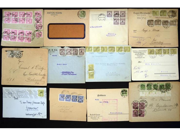 1920/1923, sehr umfangreicher Posten mit geschätzt 1000-1500 Briefen, Karten und Ganzsachen inkl. Dienstmarken-Frankaturen, d