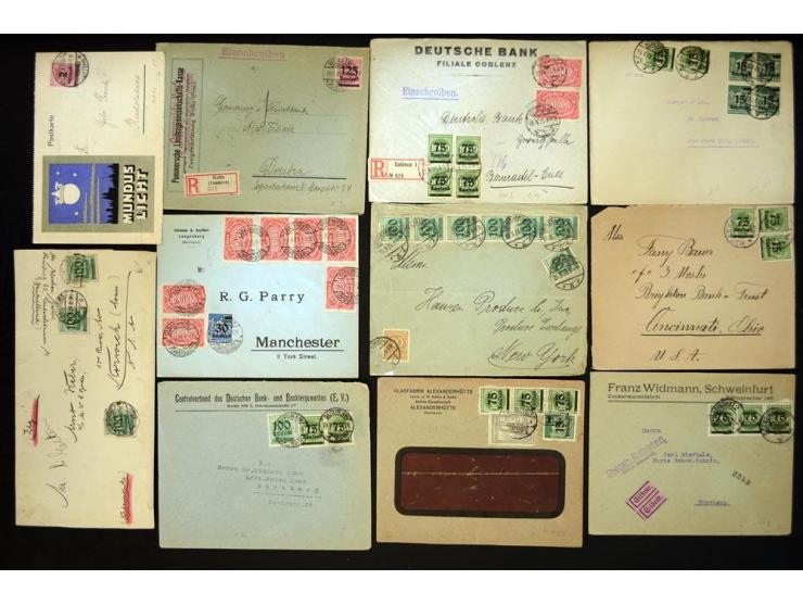 1920/1923, sehr umfangreicher Posten mit geschätzt 1000-1500 Briefen, Karten und Ganzsachen inkl. Dienstmarken-Frankaturen, d