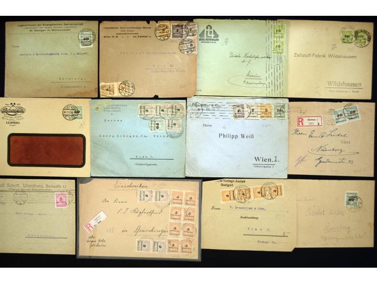 1920/1923, sehr umfangreicher Posten mit geschätzt 1000-1500 Briefen, Karten und Ganzsachen inkl. Dienstmarken-Frankaturen, d