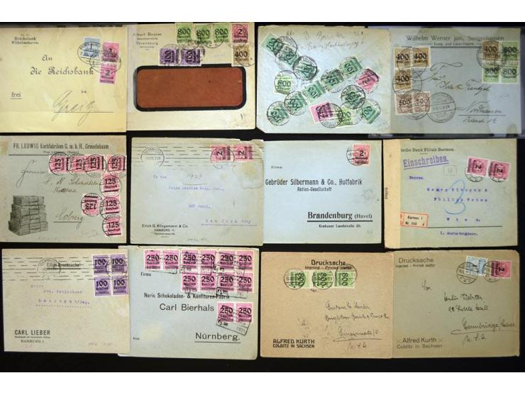 1920/1923, sehr umfangreicher Posten mit geschätzt 1000-1500 Briefen, Karten und Ganzsachen inkl. Dienstmarken-Frankaturen, d