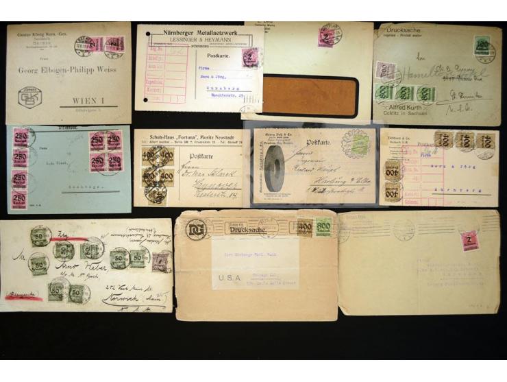 1920/1923, sehr umfangreicher Posten mit geschätzt 1000-1500 Briefen, Karten und Ganzsachen inkl. Dienstmarken-Frankaturen, d