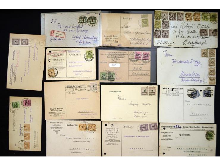 1920/1923, sehr umfangreicher Posten mit geschätzt 1000-1500 Briefen, Karten und Ganzsachen inkl. Dienstmarken-Frankaturen, d
