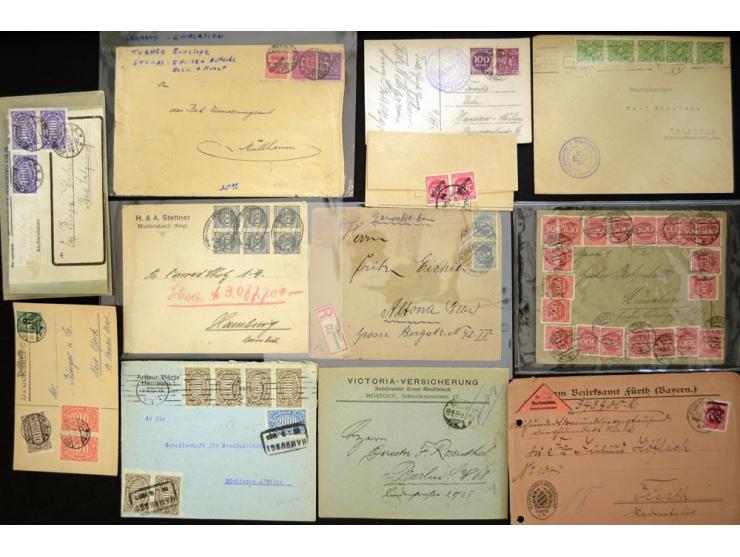 1920/1923, sehr umfangreicher Posten mit geschätzt 1000-1500 Briefen, Karten und Ganzsachen inkl. Dienstmarken-Frankaturen, d