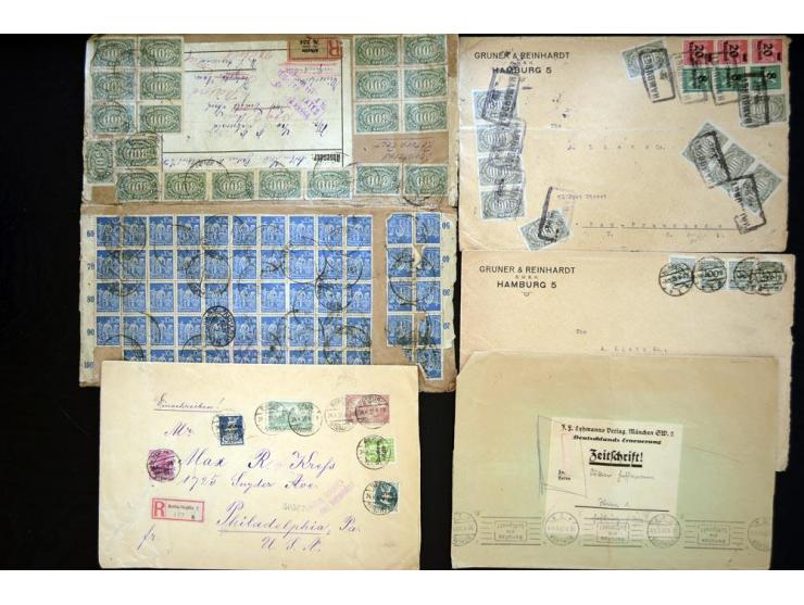 1920/1923, sehr umfangreicher Posten mit geschätzt 1000-1500 Briefen, Karten und Ganzsachen inkl. Dienstmarken-Frankaturen, d