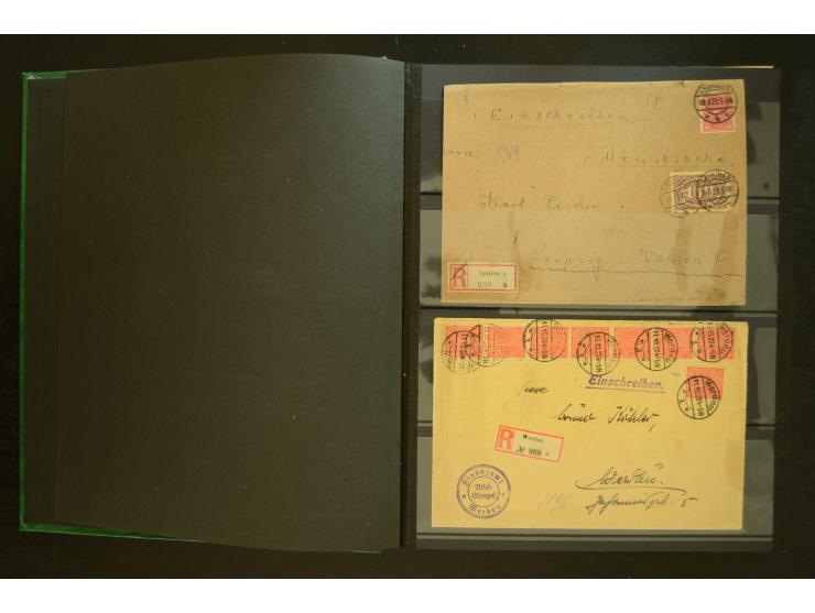 1920/1923, Sammlung mit über 600 Briefen, Karten und Ganzsachen, dabei Einzel- und Mehrfachfrankaturen, R-Briefe, Portostufen