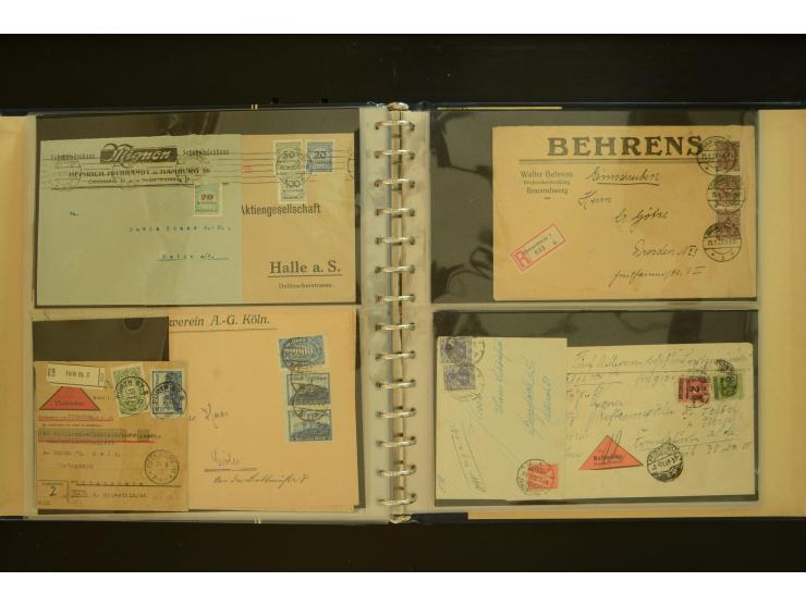 1920/1923, Sammlung mit über 600 Briefen, Karten und Ganzsachen, dabei Einzel- und Mehrfachfrankaturen, R-Briefe, Portostufen