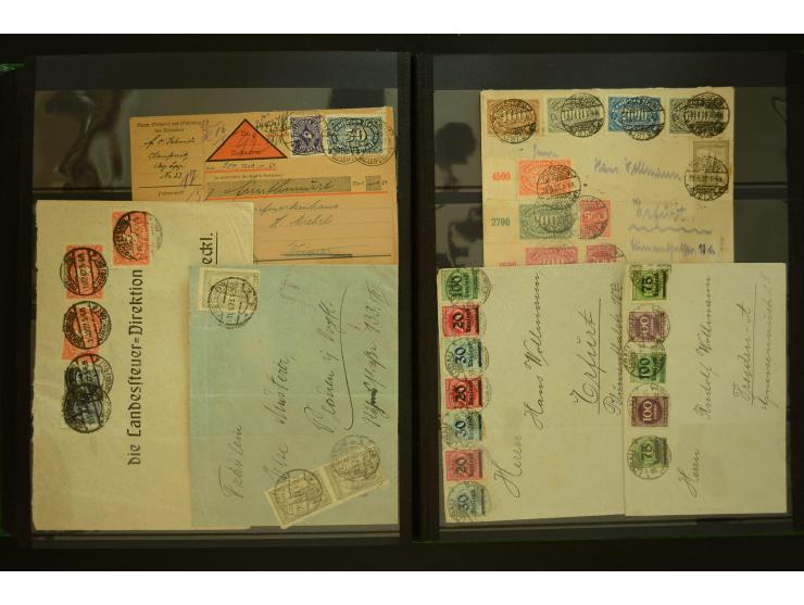 1920/1923, Sammlung mit über 600 Briefen, Karten und Ganzsachen, dabei Einzel- und Mehrfachfrankaturen, R-Briefe, Portostufen