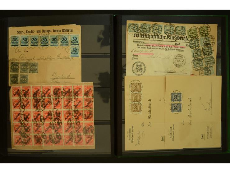 1920/1923, Sammlung mit über 600 Briefen, Karten und Ganzsachen, dabei Einzel- und Mehrfachfrankaturen, R-Briefe, Portostufen