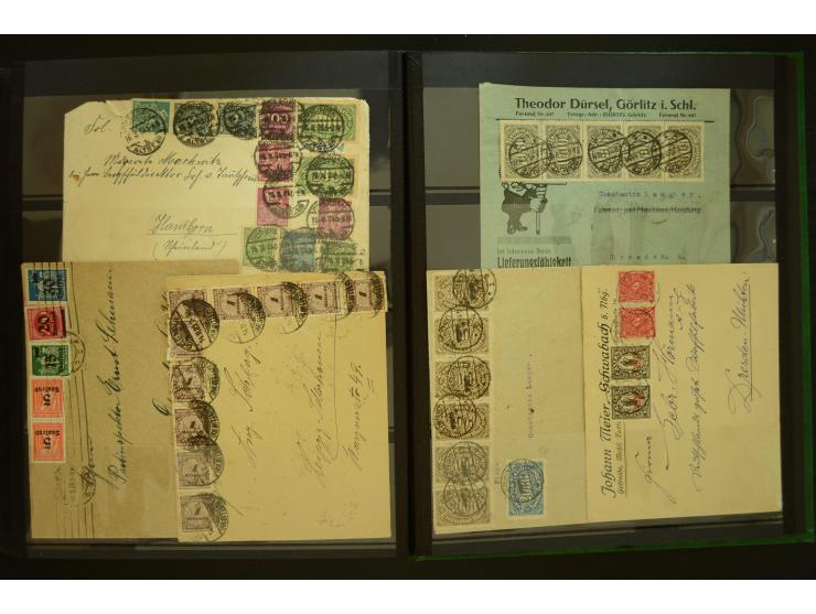 1920/1923, Sammlung mit über 600 Briefen, Karten und Ganzsachen, dabei Einzel- und Mehrfachfrankaturen, R-Briefe, Portostufen
