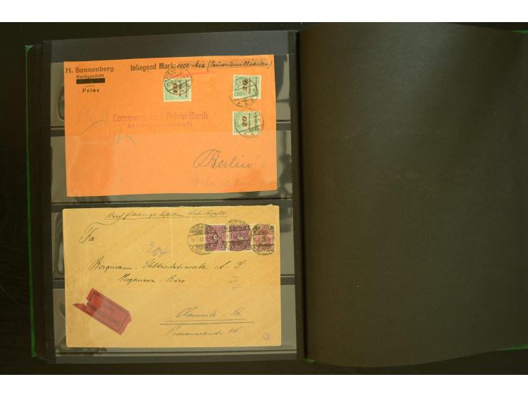 1920/1923, Sammlung mit über 600 Briefen, Karten und Ganzsachen, dabei Einzel- und Mehrfachfrankaturen, R-Briefe, Portostufen