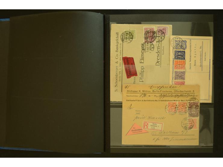 1920/1923, Sammlung mit über 600 Briefen, Karten und Ganzsachen, dabei Einzel- und Mehrfachfrankaturen, R-Briefe, Portostufen