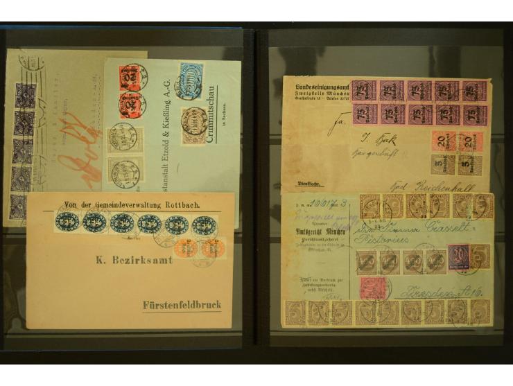 1920/1923, Sammlung mit über 600 Briefen, Karten und Ganzsachen, dabei Einzel- und Mehrfachfrankaturen, R-Briefe, Portostufen
