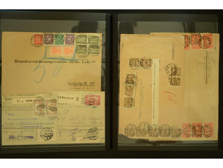 1920/1923, Sammlung mit über 600 Briefen, Karten und Ganzsachen, dabei Einzel- und Mehrfachfrankaturen, R-Briefe, Portostufen