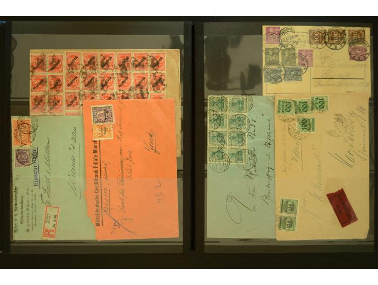 1920/1923, Sammlung mit über 600 Briefen, Karten und Ganzsachen, dabei Einzel- und Mehrfachfrankaturen, R-Briefe, Portostufen