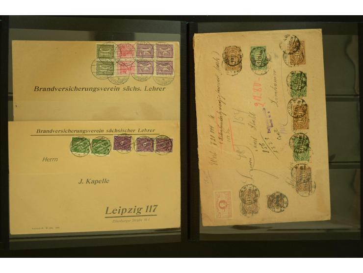 1920/1923, Sammlung mit über 600 Briefen, Karten und Ganzsachen, dabei Einzel- und Mehrfachfrankaturen, R-Briefe, Portostufen