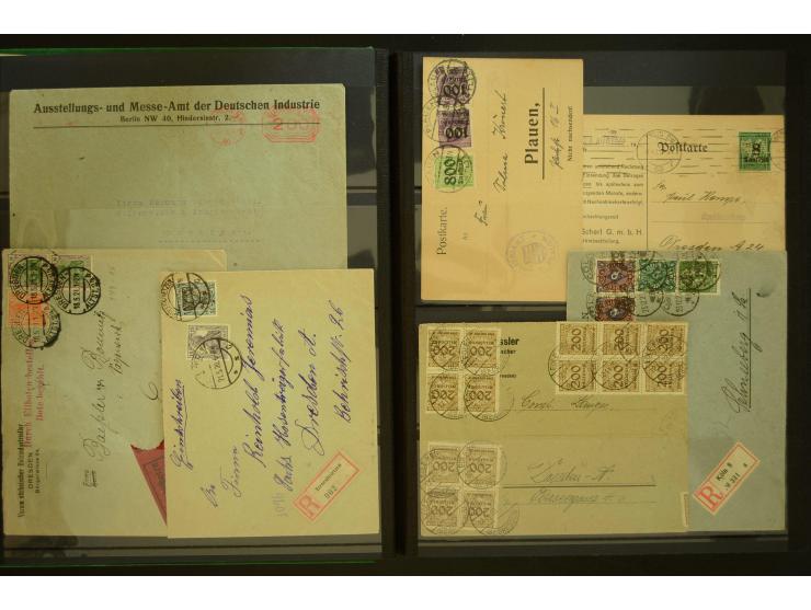 1920/1923, Sammlung mit über 600 Briefen, Karten und Ganzsachen, dabei Einzel- und Mehrfachfrankaturen, R-Briefe, Portostufen