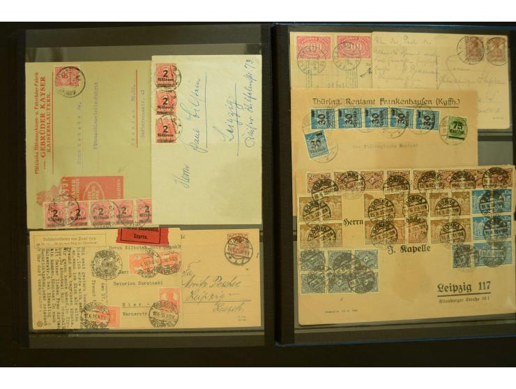1920/1923, Sammlung mit über 600 Briefen, Karten und Ganzsachen, dabei Einzel- und Mehrfachfrankaturen, R-Briefe, Portostufen