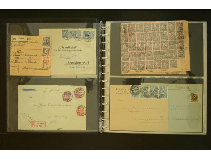 1920/1923, Sammlung mit über 600 Briefen, Karten und Ganzsachen, dabei Einzel- und Mehrfachfrankaturen, R-Briefe, Portostufen