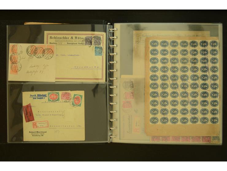 1920/1923, Sammlung mit über 600 Briefen, Karten und Ganzsachen, dabei Einzel- und Mehrfachfrankaturen, R-Briefe, Portostufen