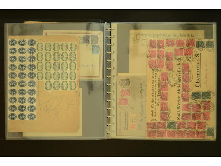 1920/1923, Sammlung mit über 600 Briefen, Karten und Ganzsachen, dabei Einzel- und Mehrfachfrankaturen, R-Briefe, Portostufen