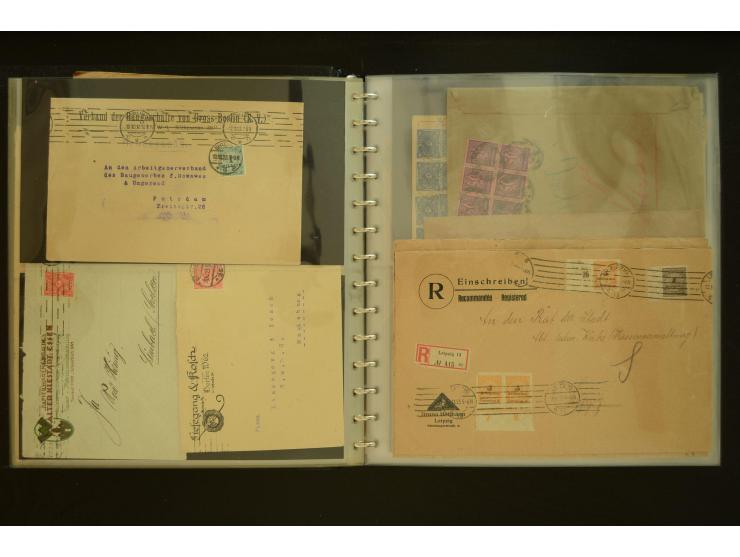 1920/1923, Sammlung mit über 600 Briefen, Karten und Ganzsachen, dabei Einzel- und Mehrfachfrankaturen, R-Briefe, Portostufen