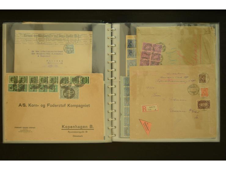 1920/1923, Sammlung mit über 600 Briefen, Karten und Ganzsachen, dabei Einzel- und Mehrfachfrankaturen, R-Briefe, Portostufen